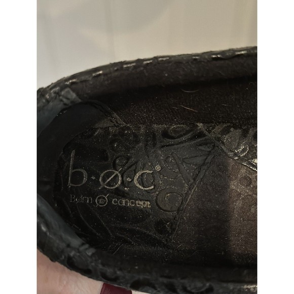 BOC Born Peggy Paisley Clog Black Embossed Leather Professional Work Shoe Sz 7.5 - Picture 5 of 6